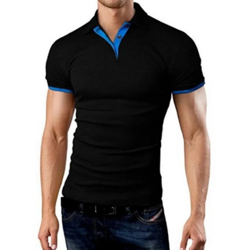 NIBESSER Mens Polo Shirt New Summer Short Sleeve Turn-over Collar Slim Tops Casual Breathable Solid Color Business Shirt