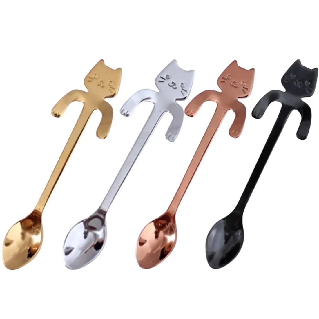 

Reusable coffee tea spoon handle spoon stainless steel cute mini cat coffee tea spoon hanging spoon portable tableware kitchen