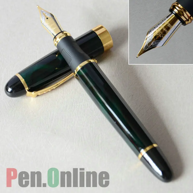 JINHAO X450 руководитель темно зеленый и золотой 18KGP 0 7 мм перо с широким основанием
