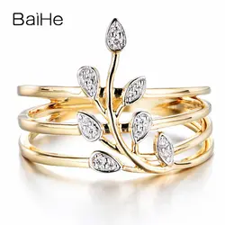 BAIHE Solid 14 K белое золото 0.05ct Сертифицированный H/SI круглый 100% натуральные бриллианты свадебные женские модные ювелирные изделия Подарочное