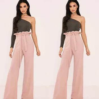 

Women Ladies High Waist Casual Loose Long Pants Chiffon Harem Pants Elastic Waist Sexy Pants Trousers