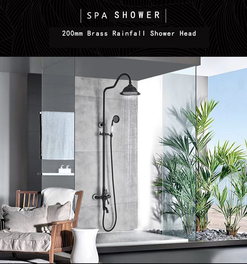 Черный бронзовый медный смеситель для душа " ливень, ванная смеситель для душа в стене вращающийся кран для ванны душевая колонка с ручным душем