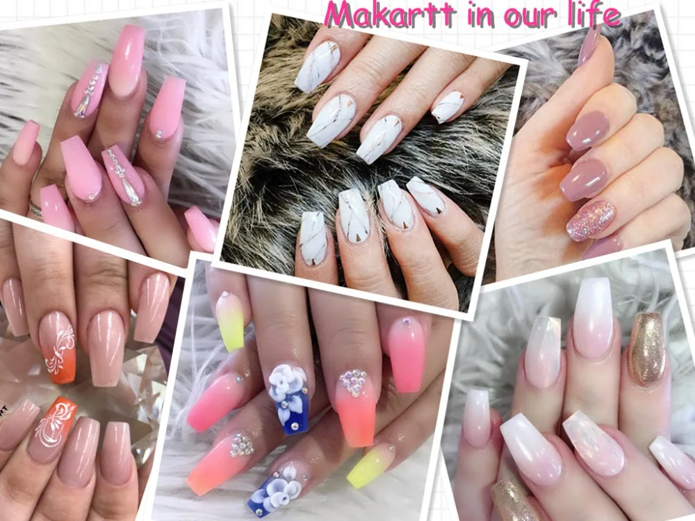 Dicas de Unhas Makartt Curto Caixão Unhas Claras Falsas Salão Beleza Faça Você Mesmo Bailarina Acrílico Cobertura Completa 10 Tamanho 500 Pçs 3 Beleza e saúde
