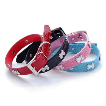 

KIYUE For Cat Dog Collar Reflective Metal Bone Decoration Dog Belt Leash Pattern Personalized Litter Dogs Accessories Supplies