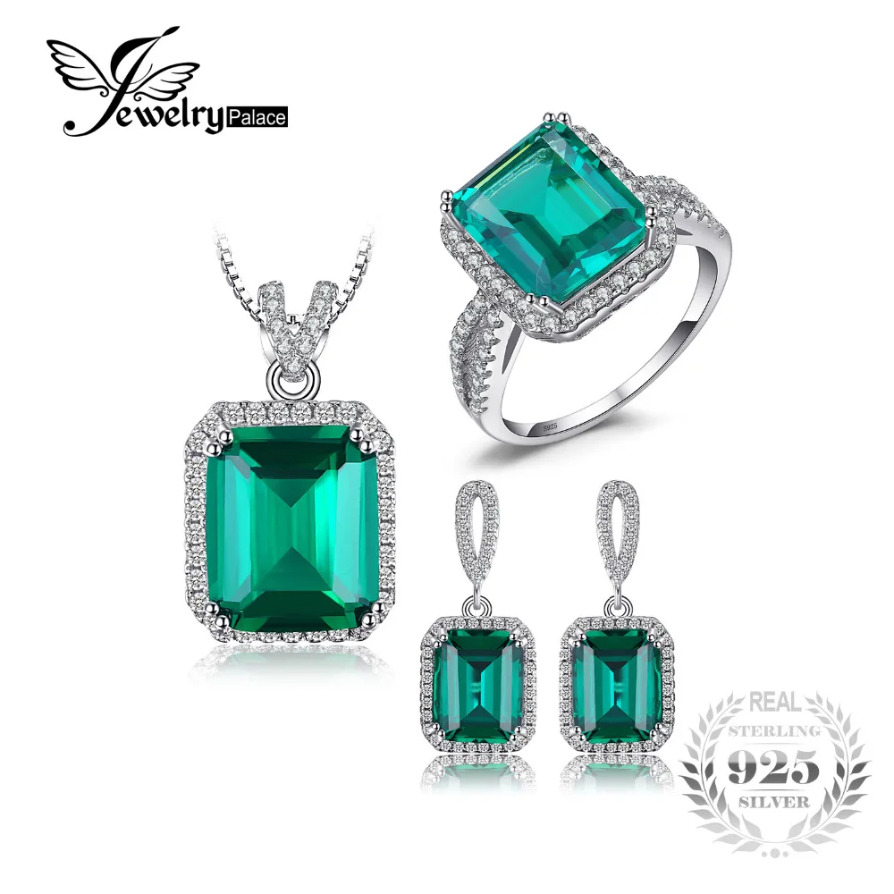 Buy Jewelrypalace Classic Created Emerald Jewelry Set 925 Sterling Silver Ring