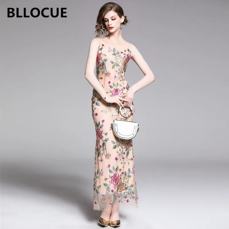 BLLOCUE 2019 новые летние Дизайнерские макси платье Runway женское с цветочным рисунком