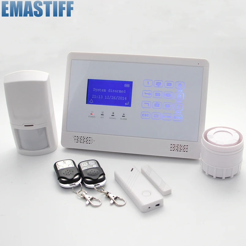 Touch Wired and Wireless LCD Home Security GSM alarm system with Russian and English Voice Auto dialer free shipping