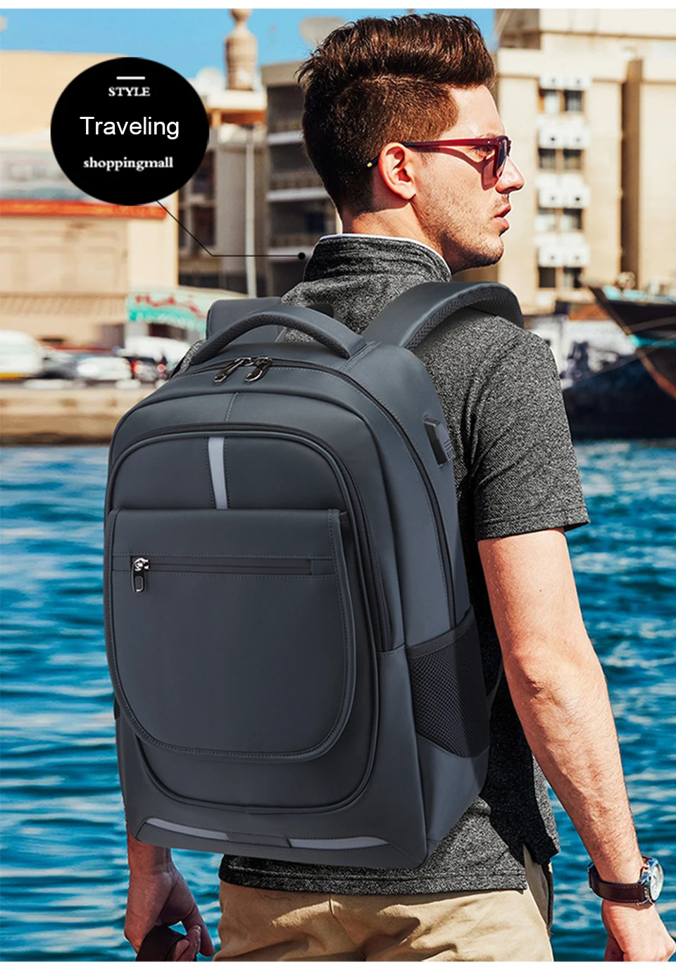 Mens Backpack Male Laptop 17 Inch Backpacks 15.6 Anti Theft Notebook Backpacking Waterproof USB Charging Student Travel Bagpack (21)