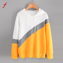 2017 Casual Hoodie Sweatshirt Womens Long Sleeve Hoodies With Hat Fashion Patchwork Pullover Tops Blusa sweatshirt FemaleS-XXL