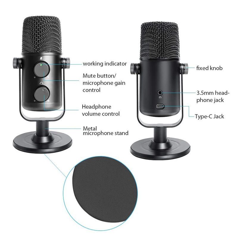 MAONO AU-902, USB, конденсаторный микрофон, кардиоидный микрофон, микрофон, Подкаст, Студийный микрофон, металлический микрофон для записи, микрофон для YouTube, Skype