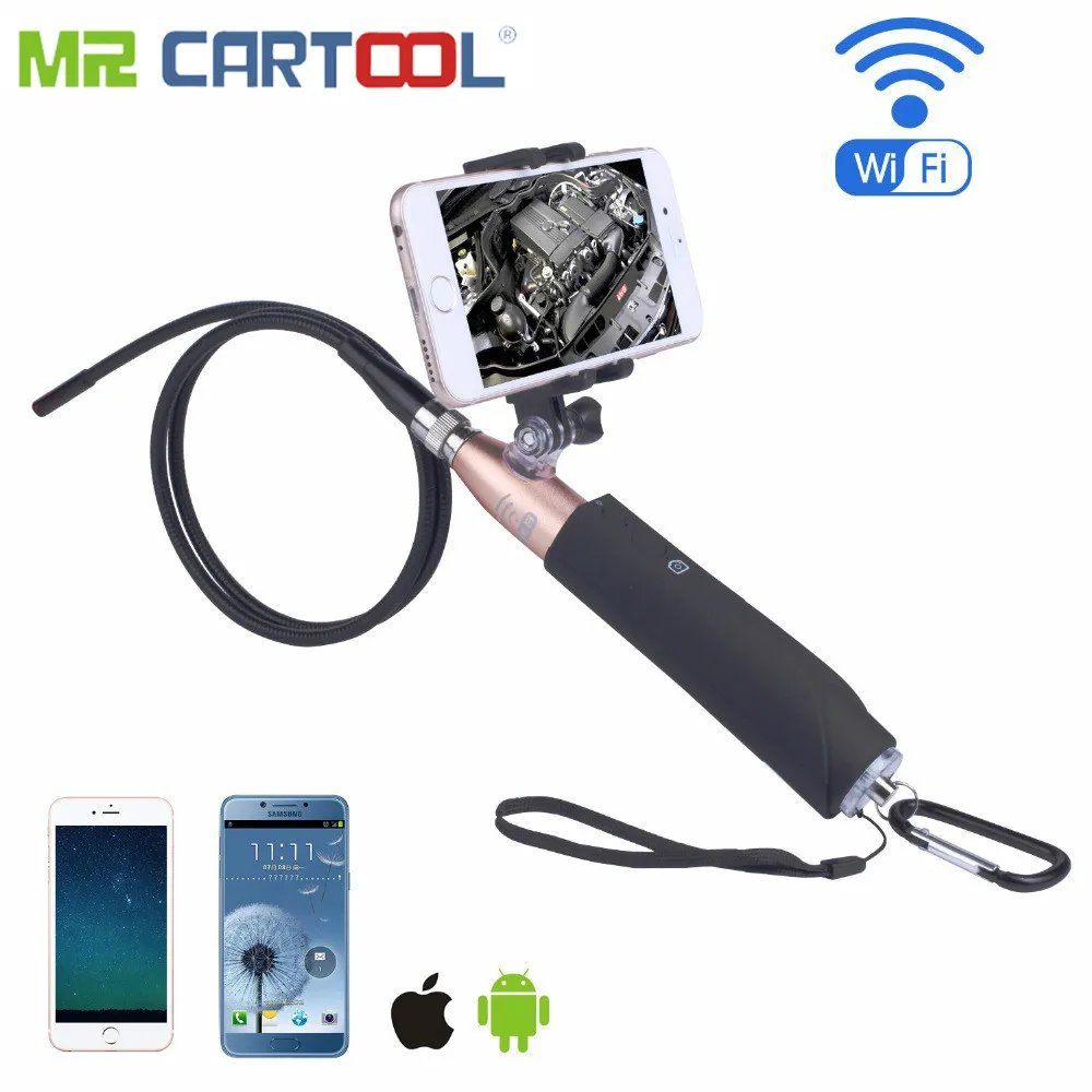 

New 8mm Lens Endoscope Camera Two-mega-pixel Wifi 1m Handheld Auto Car Repair Tools Endoscope Inspection Tool for all system