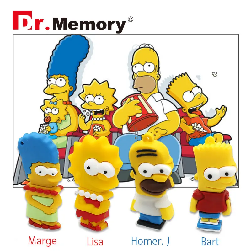

Dr. Memory USB flash the simpsons cartoon pen drive creative silicone USB stick 4gb 8gb 16gb 32gb 64gb mini pendrive plug yellow