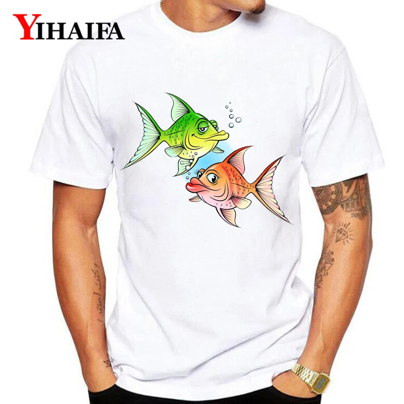 

Summer Casual T-Shirt Men Male suit gym Print Animal Colorful Fish Graphic Tees Unisex Tops Hip Hop Couple Tee Shirts