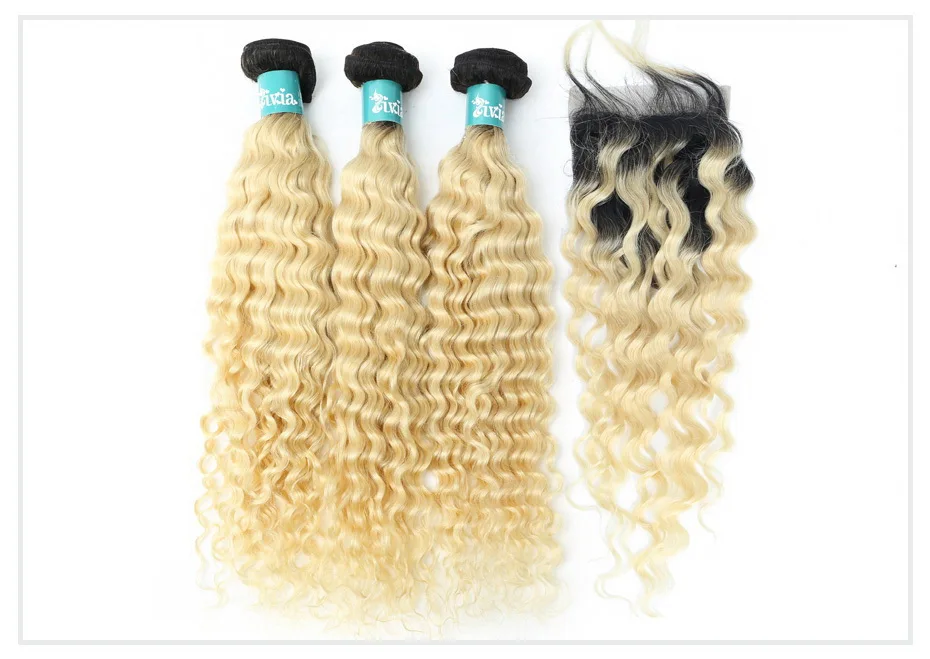 Color 1B 613 Bundles with Closure (2)