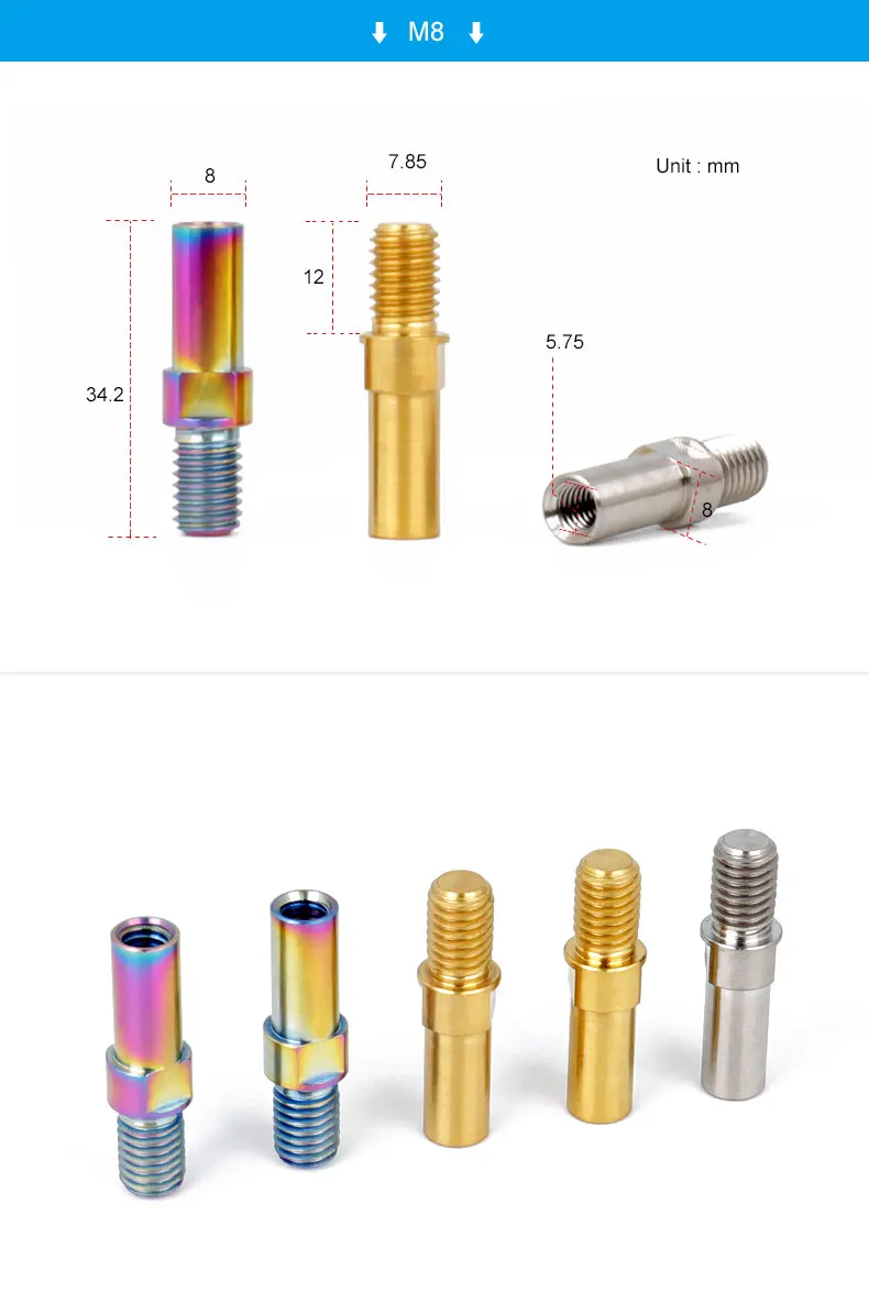 Deemount 2 шт. велосипедный v-образный тормоз Ti Posts M8/M10* 1,25 M10* 1,25 MTB BMX тормоз титановая база шпильки болты сервис части шаг 1,25 мм