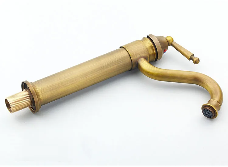 Antique Brass Gooseneck Single Handle Swivel Kitchen Bathroom Sink Basin Faucet Mixer Taps anf015