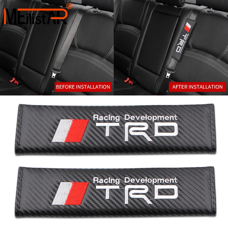 

2pcs Car styling Carbon fiber seat belt cover shoulder pad For Toyota TRD corolla chr avensis yaris rav4 Camry Car accessories