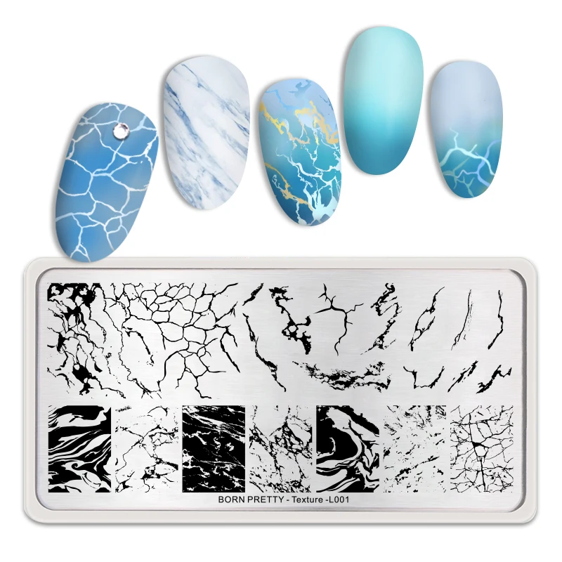 

BORN PRETTY 1PC Nail Stamping Plates Marble Texture Ink Pattern Stainless Steel Stamping Template Image DIY Nail Art Decoration