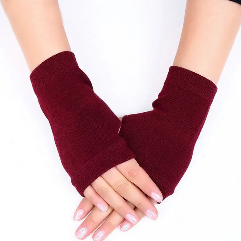 Hirigin новые эластичные гетры для рук длинные перчатки без пальцев модные варежки Женская популярная одежда - Цвет: Бургундия