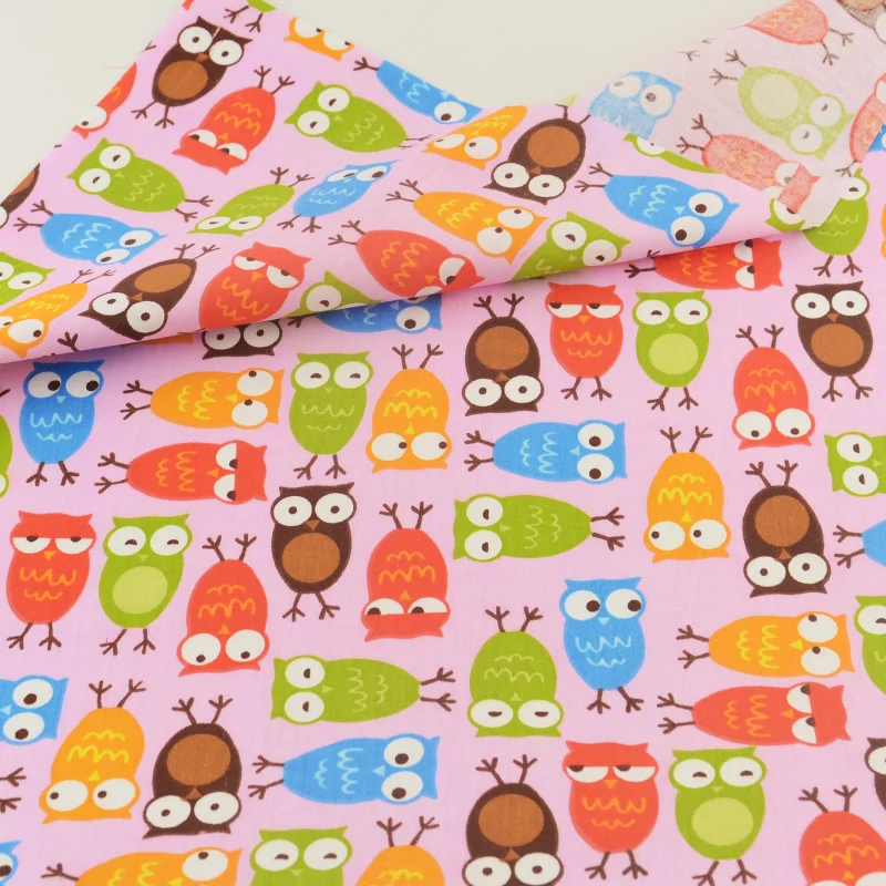 Cotton Fabric Patchwork Pink Owls Cute Bird Quilting Sewing Cloth Crafts Bedding Decoration Teramila Fabrics Tissue Home Textile