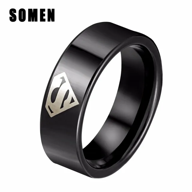 brand luxury 8mm gold superman ring men tungsten carbide engagement rings male high polished wedding band - Superman Wedding Ring brand luxury 8mm gold superman ring men tungsten carbide engagement rings male high polished wedding band - Superman Wedding Ring