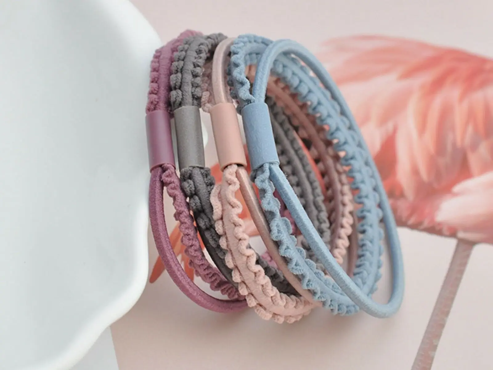 

10pcs Mixed Color Double Spiral Hair Ties Rope Elastic Rubber Bands Ponytail