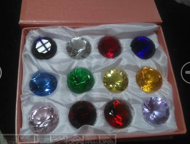 

12pcs/set 40mm crystal diamond promotion crystal paperweight gift with nice gift boxes set crystal craft gifts free shipping