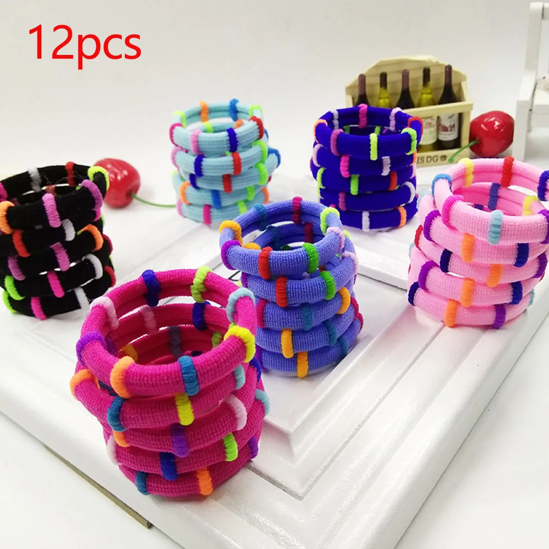 

1pack=12pcs Women Girls Bamboo Joint Creative Elastic Hair Bands Rubber Rope Rings Headbands Hair Accessories Ponytail Holder