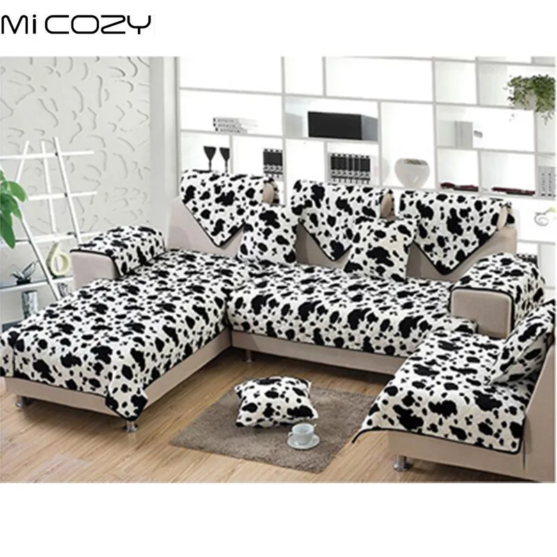 

Soft Flannel Cow Grain Printed Sofa Towel Zebra Single Seat Sofa Cover Chair Mat Reversible Sofa Couch Furniture Protector