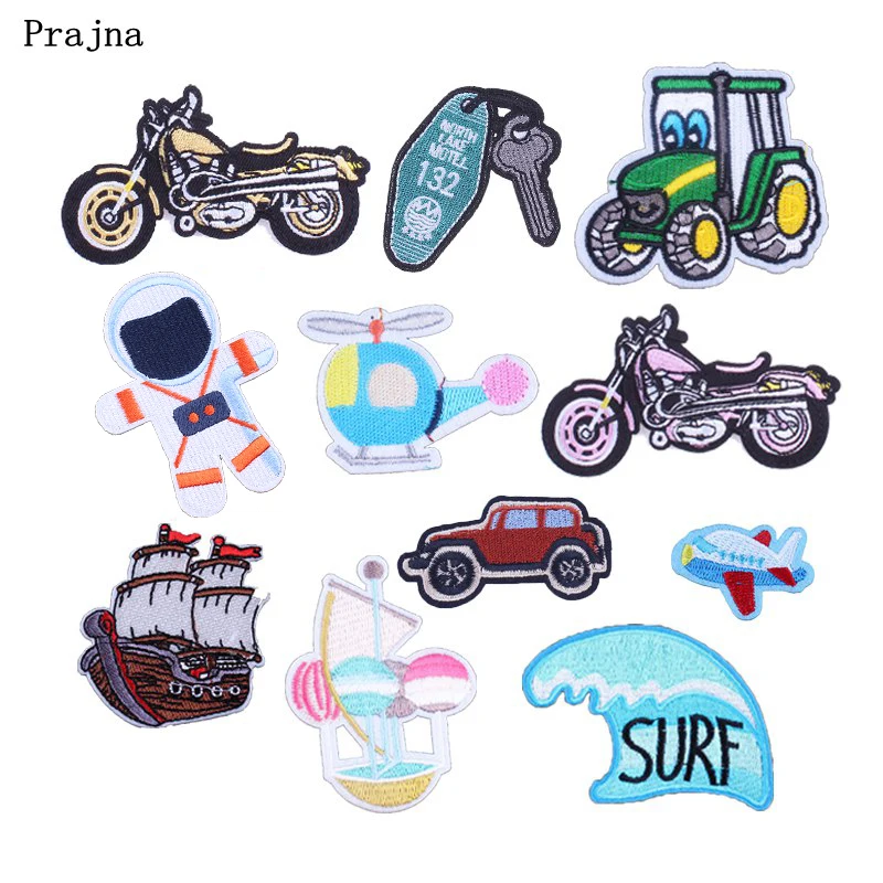 

Prajna Biker Patch Colorful Motorcycle Embroidery Iron On Patch For Clothing Punk Gift Baby Cloth Man Sew Cloth Biker Jacket DIY