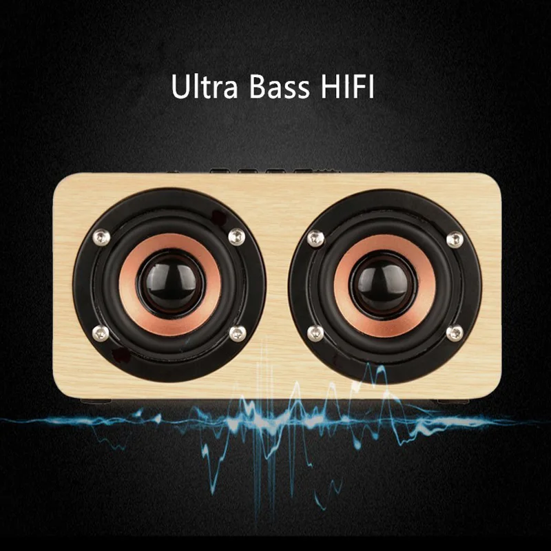 Деревянный беспроводной Bluetooth динамик Портативный HiFi Shock Bass Altavoz TF caixa de som