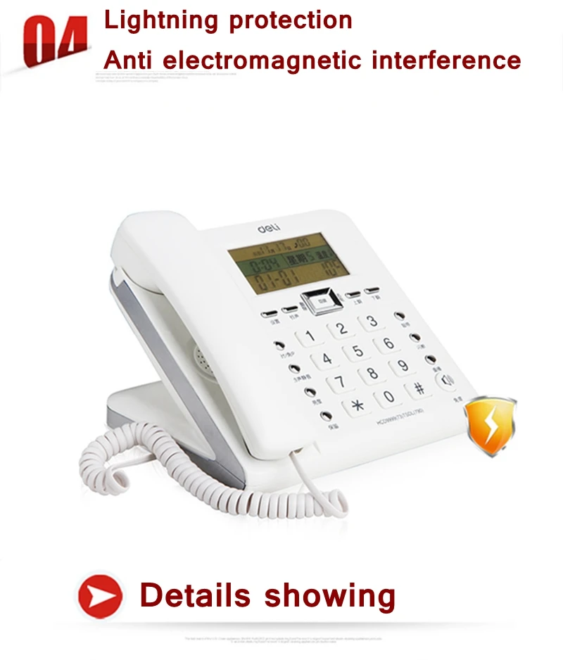 Deli-790 Telefone com fio, Alarme Caller ID,