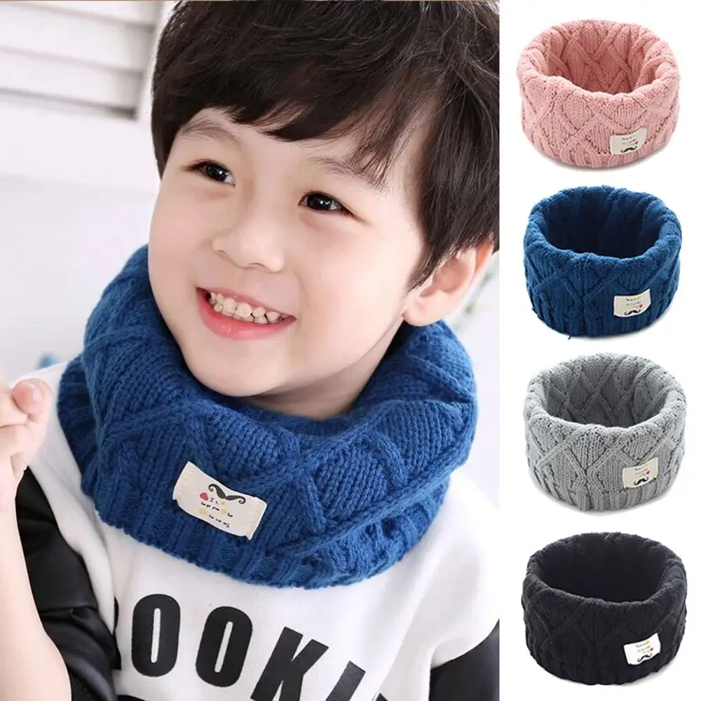 

Children Boys Girls Child's Scarf Wool Kintted Solid Color Baby Cotton Autumn Spring Winter Outing O-Scarves 3-8 Years old kids