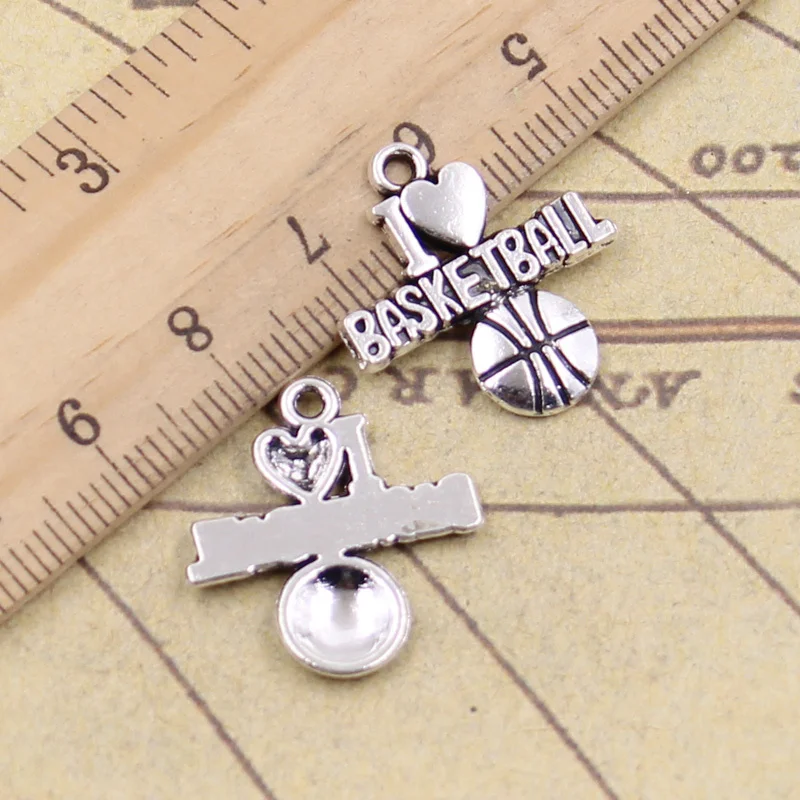 

10pcs/lot Charms i love basketball 21x20mm Tibetan Silver Pendants Crafts Making Findings Handmade Antique Jewelry DIY Necklace