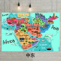 Affiche de carte du moyen orient en Carton, décoration murale, grande carte 30x40, étanche et résistant aux déchirures 