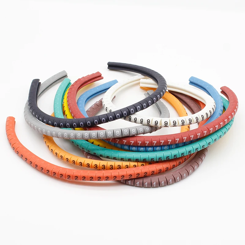 

500PCS EC-0 Cable Wire Marker 0 to 9 For Cable Size 1.5 sqmm Colored