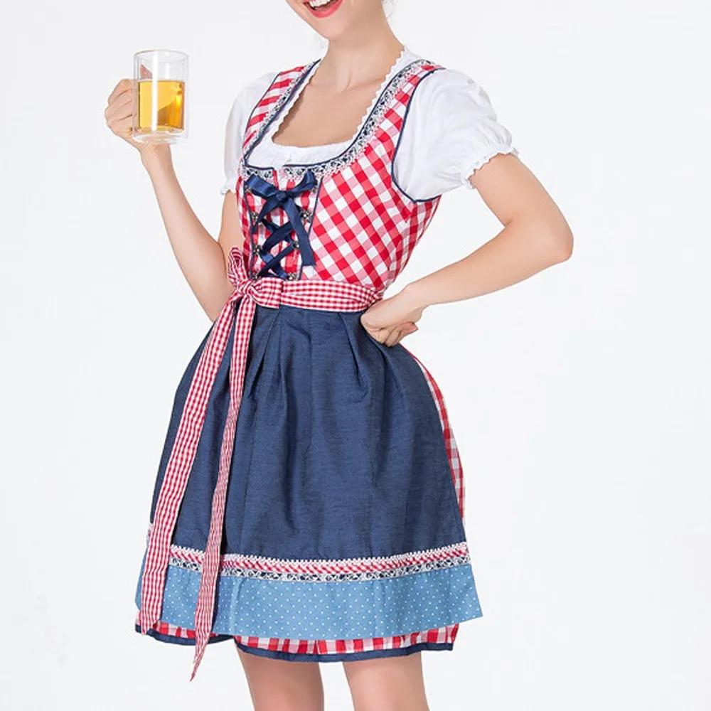 Женское платье Bavaria Oktoberfest костюм горничной переднее со шнуровкой мини платья Dirndl