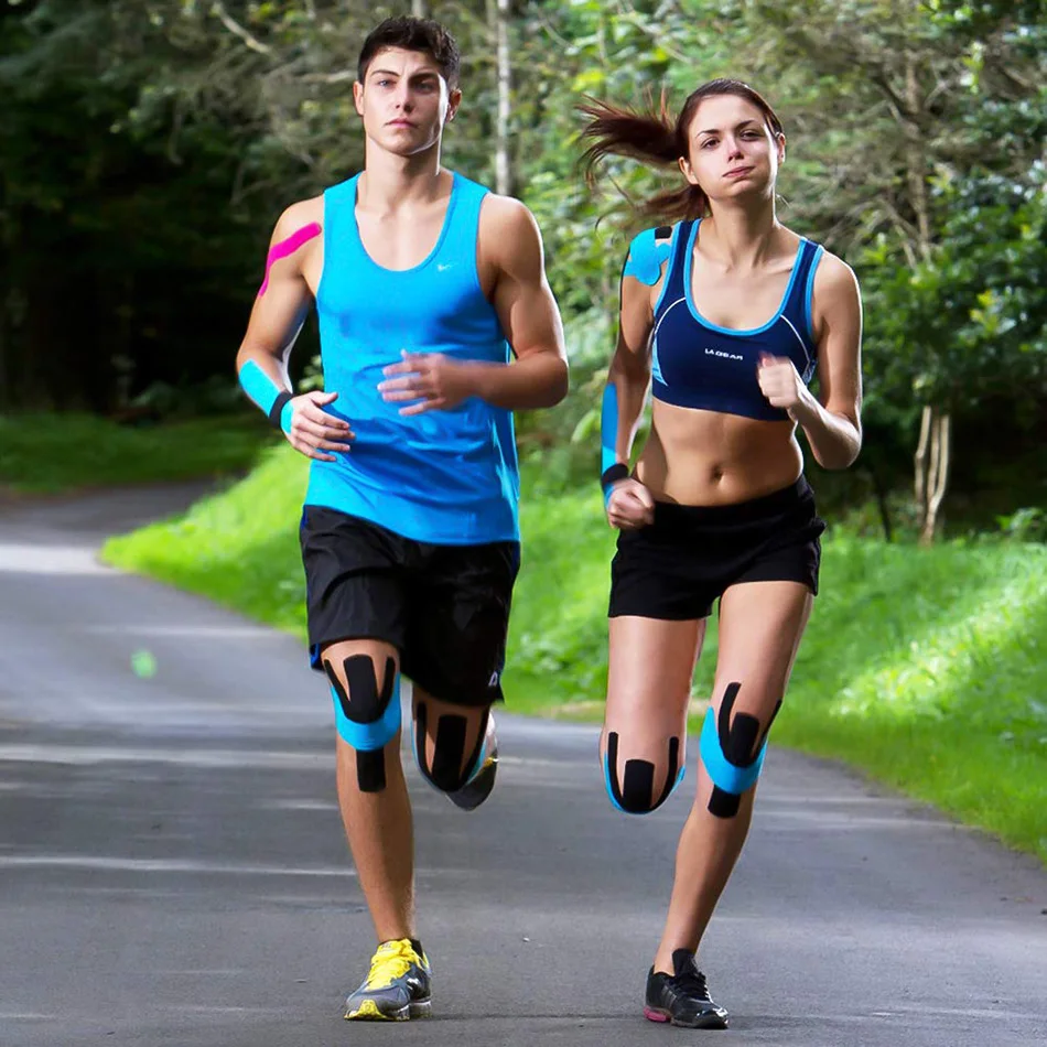 Kinesiology Tape WOSWEIR－Kinesiology Tape Athletic Recovery Elastic Tape Kneepad Muscle Pain Relief Knee Pads Support for Gym Fitness Bandage