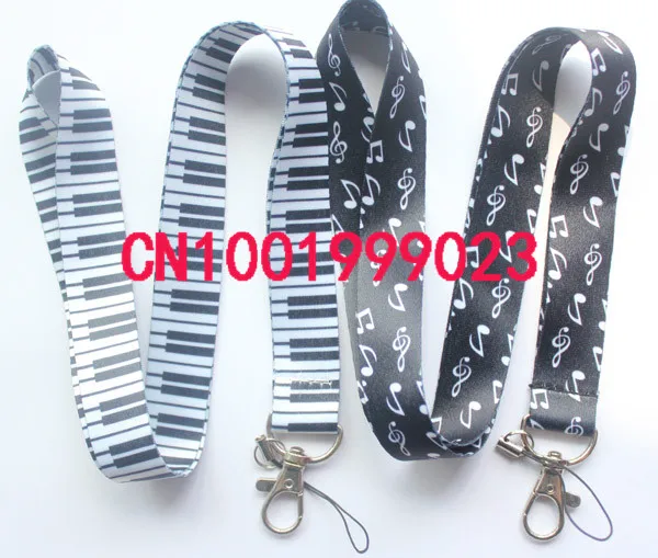 

Lots 100pcs Black & White Musical Note Neck Strap Lanyard Keychain Phone Camera ID Card Key Badge Holder 2 design choices #729