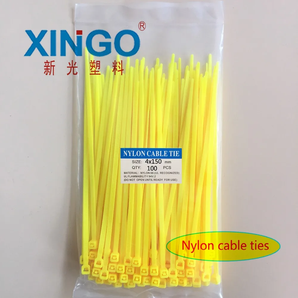 

Nylon Cable Ties 100Pcs/pack 4*150mm High Quality width 3.6mm Yelllow Color Self-locking Plastic,Wire Zip Tie