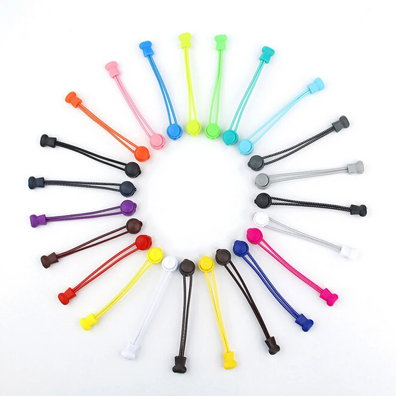 NEW 3Pairs/lot Stretching Lock Lace Locking Shoe Laces Elastic Sneaker Shoelaces Shoestrings Random Wholesale