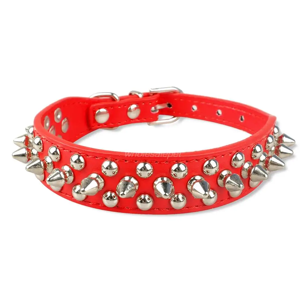 Leather Dog Cat Collar 1 Row Spiked Studded Puppy Pet Collars for Small Medium Dogs Chihuahua Yorkies XXS XS dog collar with name plate Dog Collars