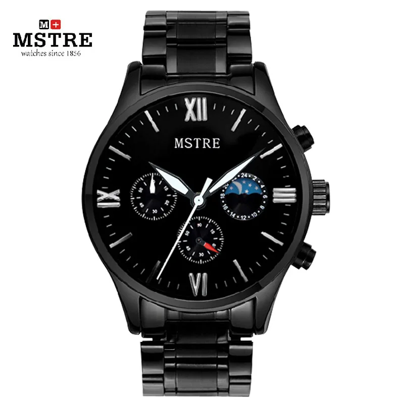 Brand MSTRE Fashion Casual Business Watch Men s Quartz Stainless Steel Wrist Watches Chronograph Moon Phase