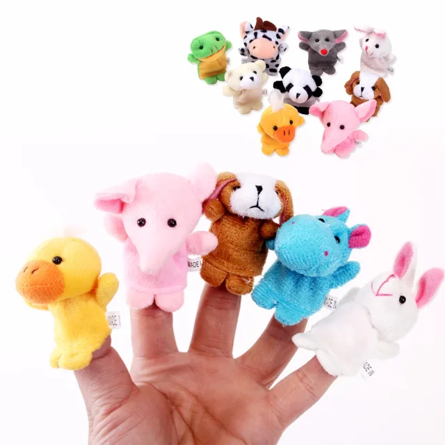 10pcs/set Animal Finger Puppets Plush Baby Toys for Infant Sleepping Story 1
