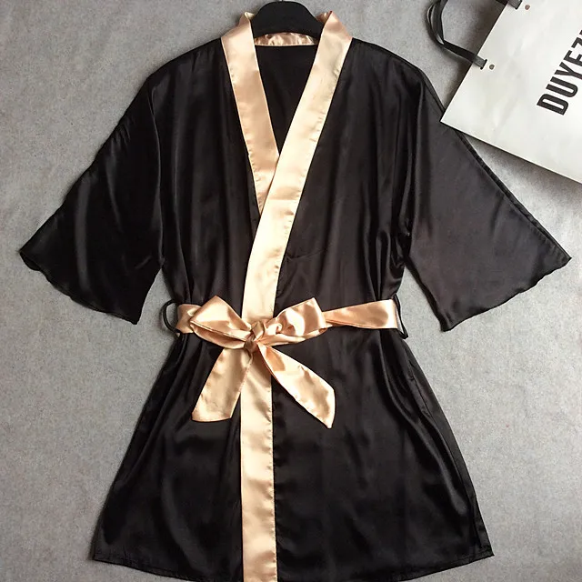Сексуальная свадебная одежда платье Для женщин короткий атласный халат атласный кружева шелковый халат-кимоно летняя Пижама для невесты