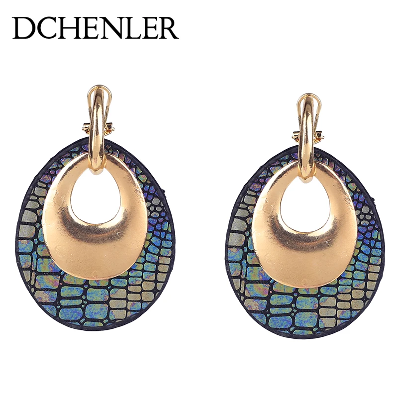 

DCHENLER hoop big Leather Earrings Zinc alloy aretes Earrings Large Brinco aros sieraden Oorbellen voor vrouwen leopard print