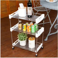 Stainless Steel Trolley Storage Rack Multi-function Seam Shelf Kitchen Trolley Toilet Storage Finishing Rack Folding Cart