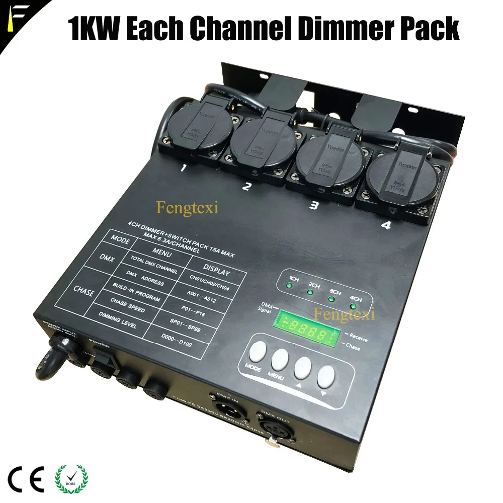 

Compact Dimmer and Switch Pack Auto or DMX512 Light Dimming Mode Dimmer Pack Controller Stand-alone Music Control DMX A001toA512