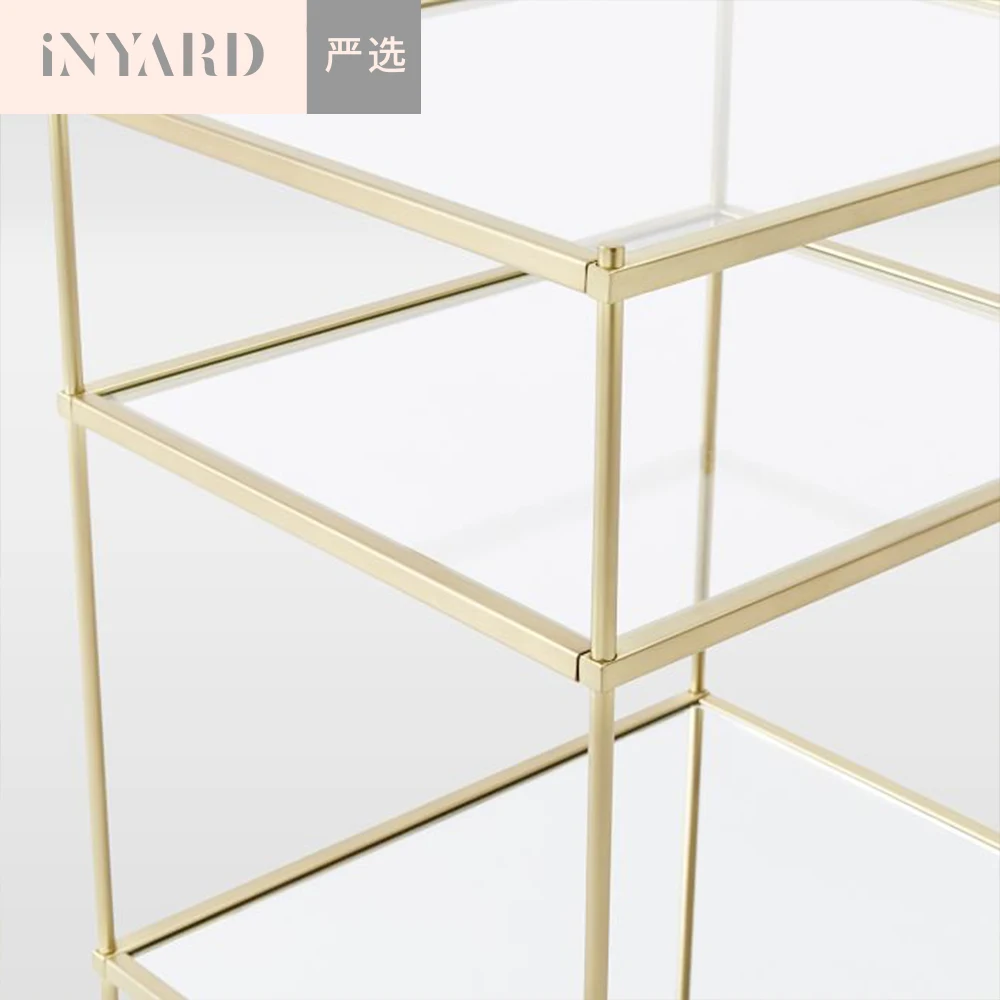 [InYard selected]Metallic gold silver, Nordic, modern, simple line, glass stainless steel, side table, edge a few