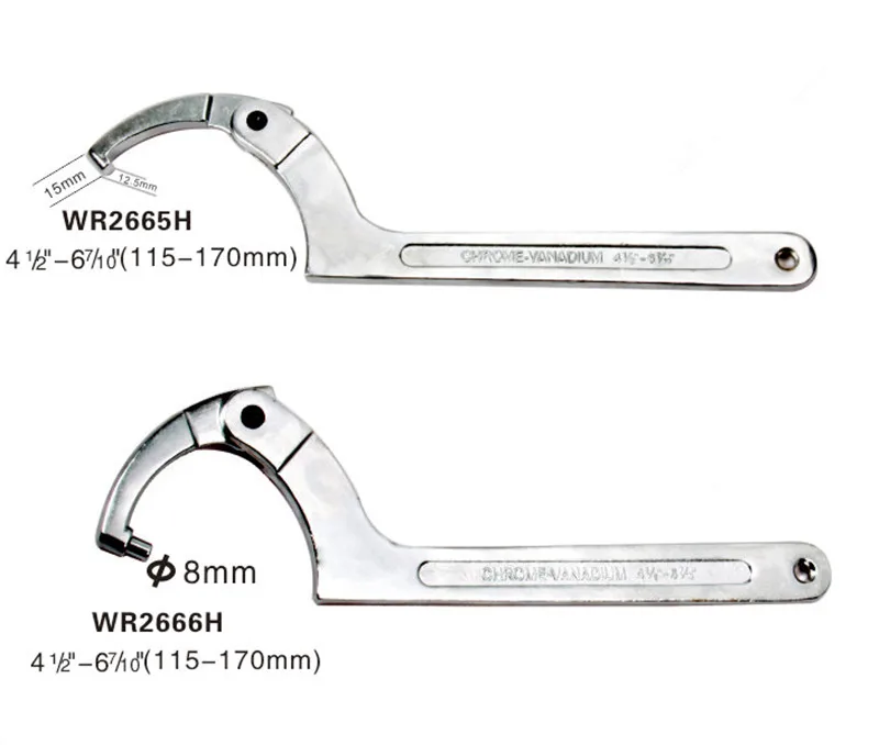 Tuerca redonda ajustable de tipo gancho Llaves inglesas multifunción llave universal Snap Grip Herramientas media luna Llaves inglesas llaves herramientas